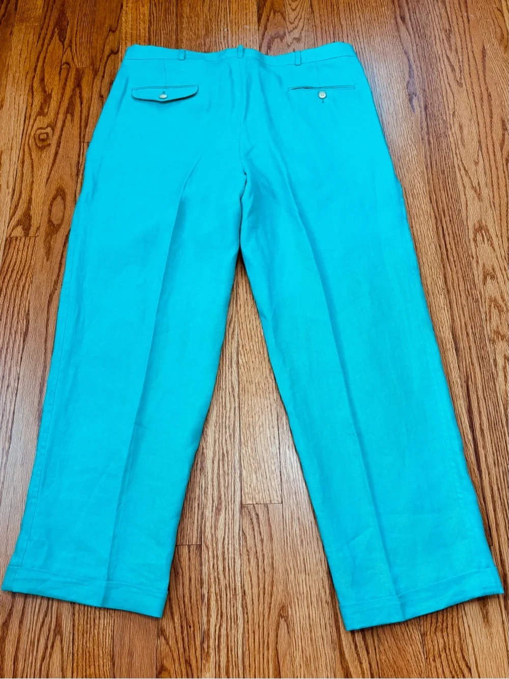 Vintage 90s POLO Ralph Lauren Linen Pleated Cuffed Slacks Resort Causal Men Pant